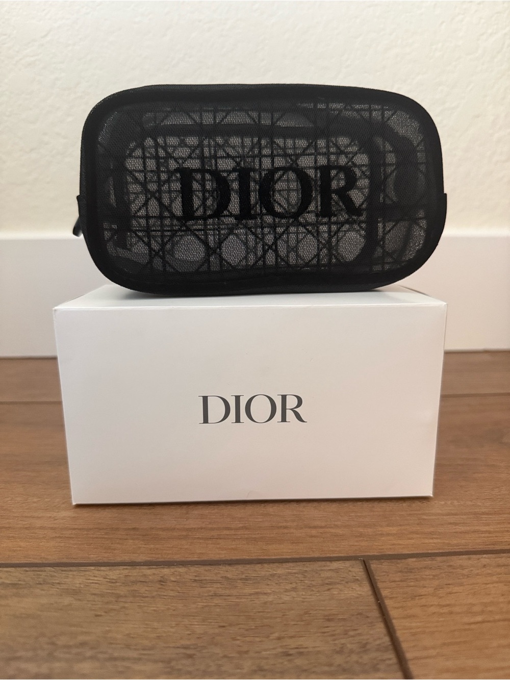 New Dior Black Mesh Cosmetic Pouch